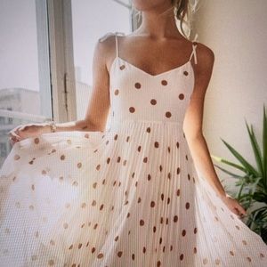 Sezane Nissa Dress in White w/ gold polka dots